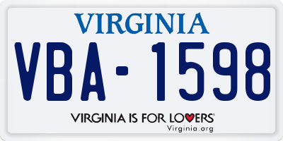 VA license plate VBA1598
