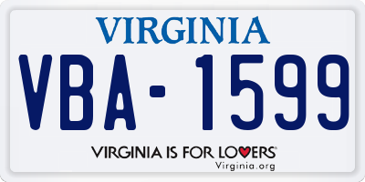 VA license plate VBA1599
