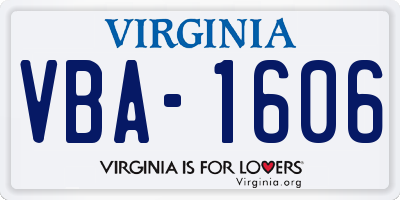VA license plate VBA1606