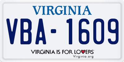 VA license plate VBA1609
