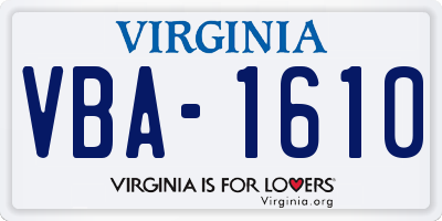 VA license plate VBA1610