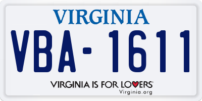 VA license plate VBA1611
