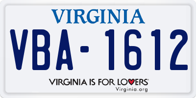VA license plate VBA1612