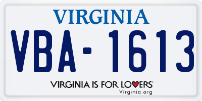 VA license plate VBA1613