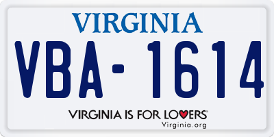 VA license plate VBA1614