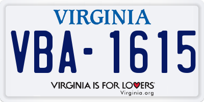 VA license plate VBA1615
