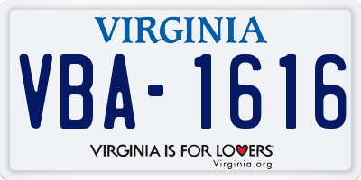 VA license plate VBA1616