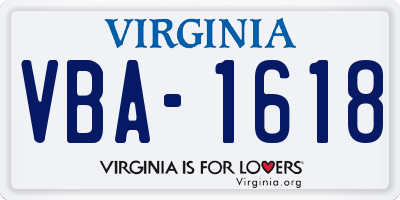 VA license plate VBA1618