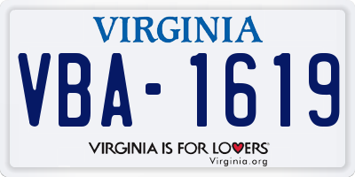 VA license plate VBA1619