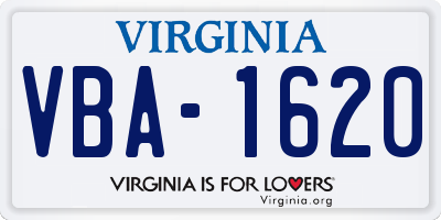 VA license plate VBA1620