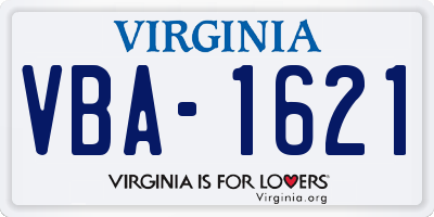 VA license plate VBA1621