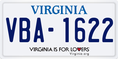 VA license plate VBA1622