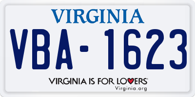 VA license plate VBA1623