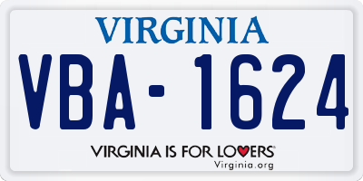 VA license plate VBA1624