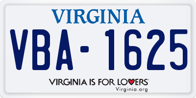 VA license plate VBA1625