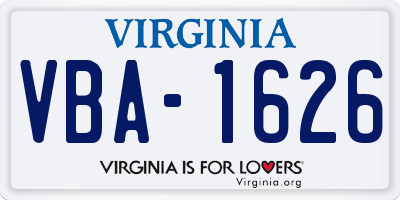 VA license plate VBA1626