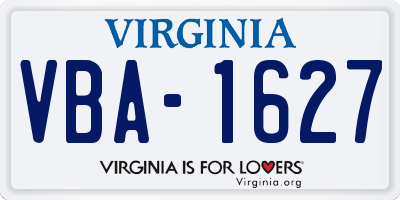VA license plate VBA1627