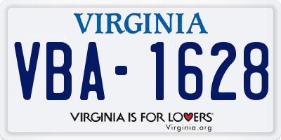 VA license plate VBA1628