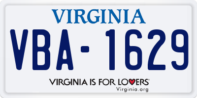 VA license plate VBA1629