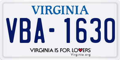 VA license plate VBA1630