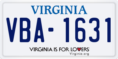 VA license plate VBA1631