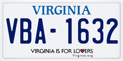 VA license plate VBA1632