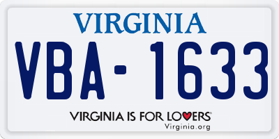 VA license plate VBA1633