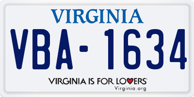 VA license plate VBA1634