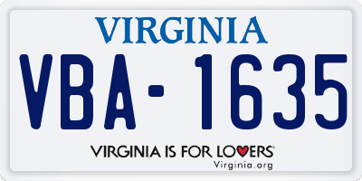 VA license plate VBA1635