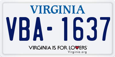 VA license plate VBA1637