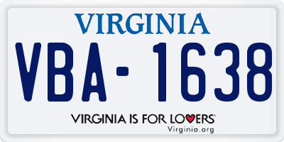 VA license plate VBA1638