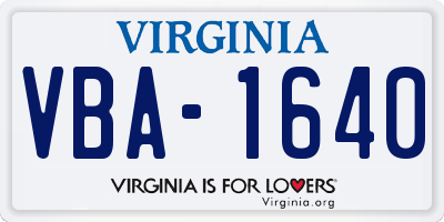 VA license plate VBA1640