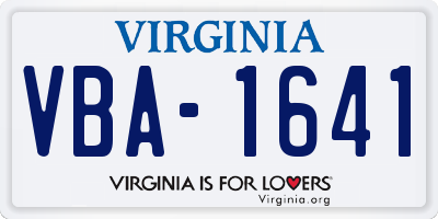 VA license plate VBA1641