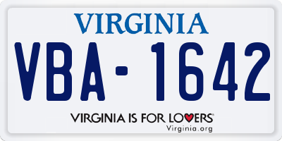 VA license plate VBA1642