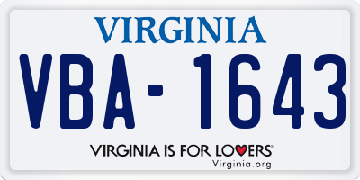 VA license plate VBA1643