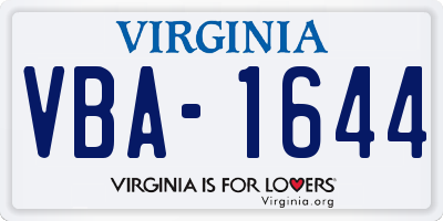 VA license plate VBA1644