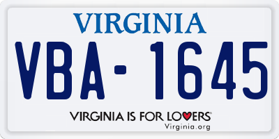 VA license plate VBA1645