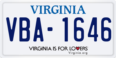 VA license plate VBA1646