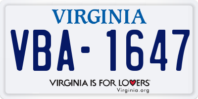VA license plate VBA1647
