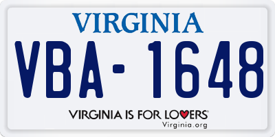 VA license plate VBA1648