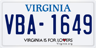 VA license plate VBA1649
