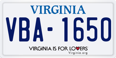 VA license plate VBA1650
