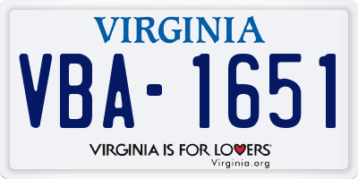 VA license plate VBA1651