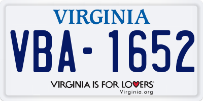 VA license plate VBA1652