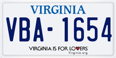 VA license plate VBA1654