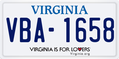 VA license plate VBA1658