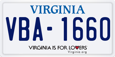 VA license plate VBA1660