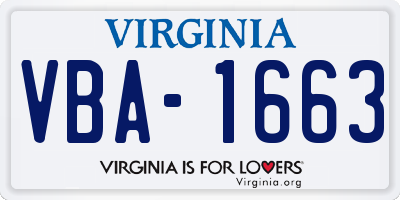 VA license plate VBA1663
