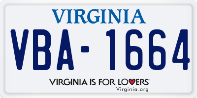 VA license plate VBA1664