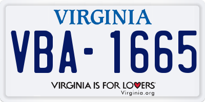 VA license plate VBA1665